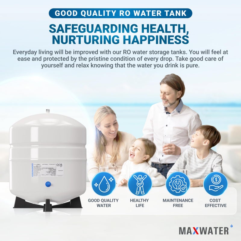 Max Water NSF Certified Heavy Duty 4.4 Gallon @100 PSI RO (Reverse Osmosis) Water Storage Tank, PA-E RO-132 + Valve - Image 5